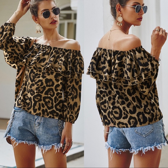 Stunning Mystery Tops - B2G1♦️🆕 Tan Leopard Print Off The Shoulder Top